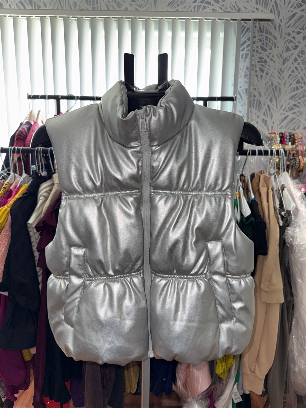RACHEL Rachel Roy Silver Puffer Vest